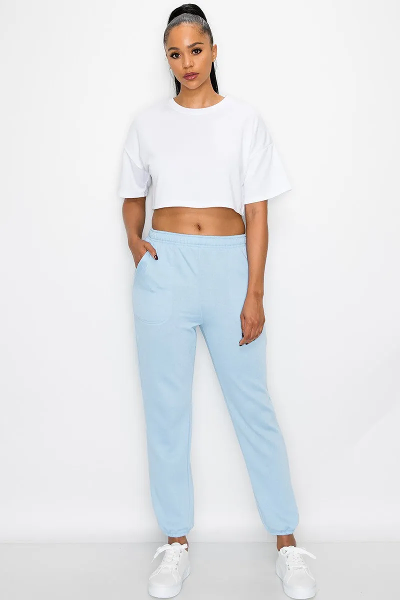 Essential Fleece Sweatpants - Sky Blue