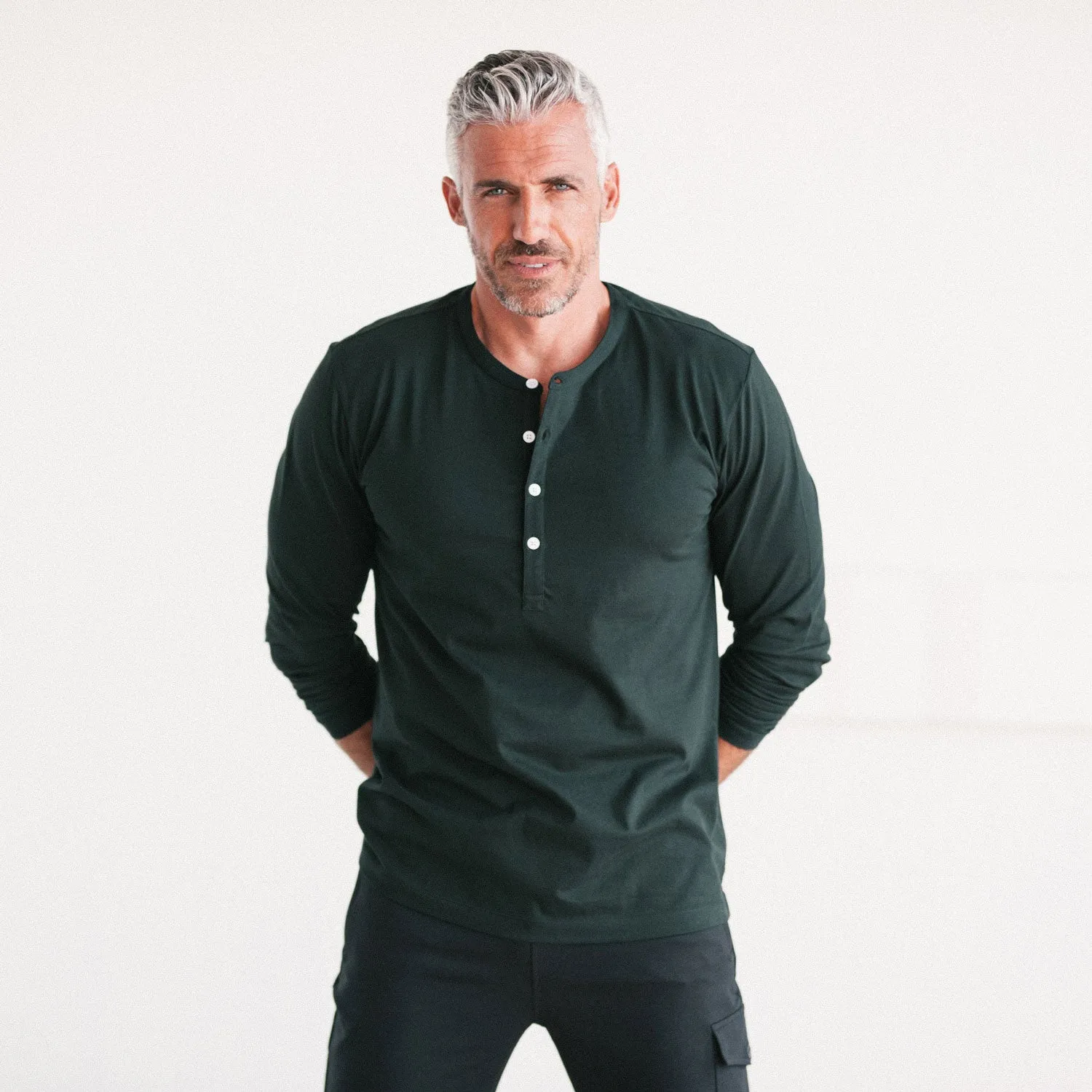 Essential WB Henley Shirt –  Evergreen Cotton Jersey