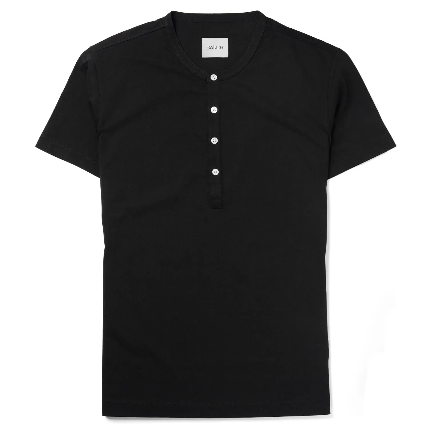 Essential WB Short Sleeve Henley Shirt –  Black Cotton Jersey