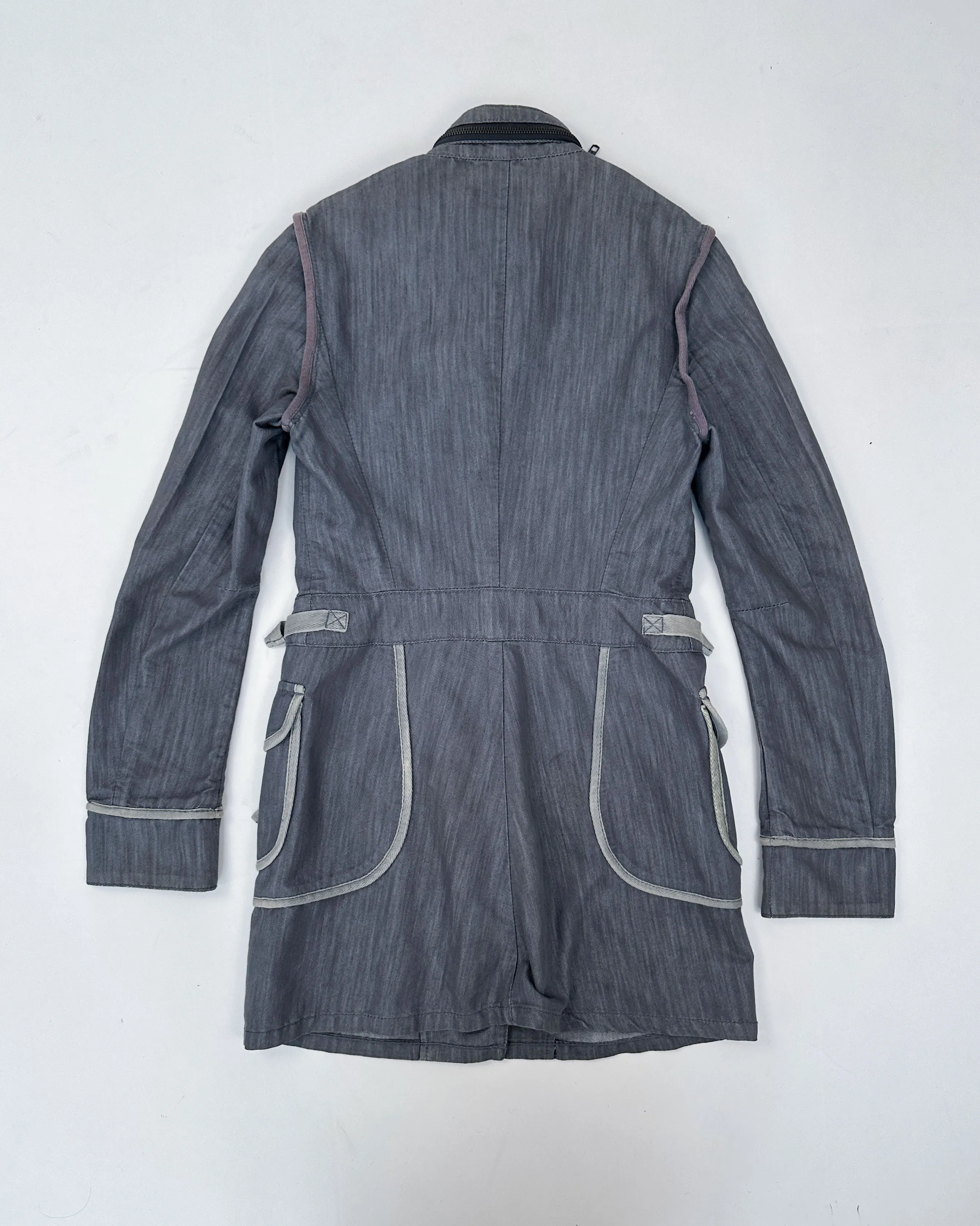 Evisu Donna Grey Utility Trench Coat 2000's