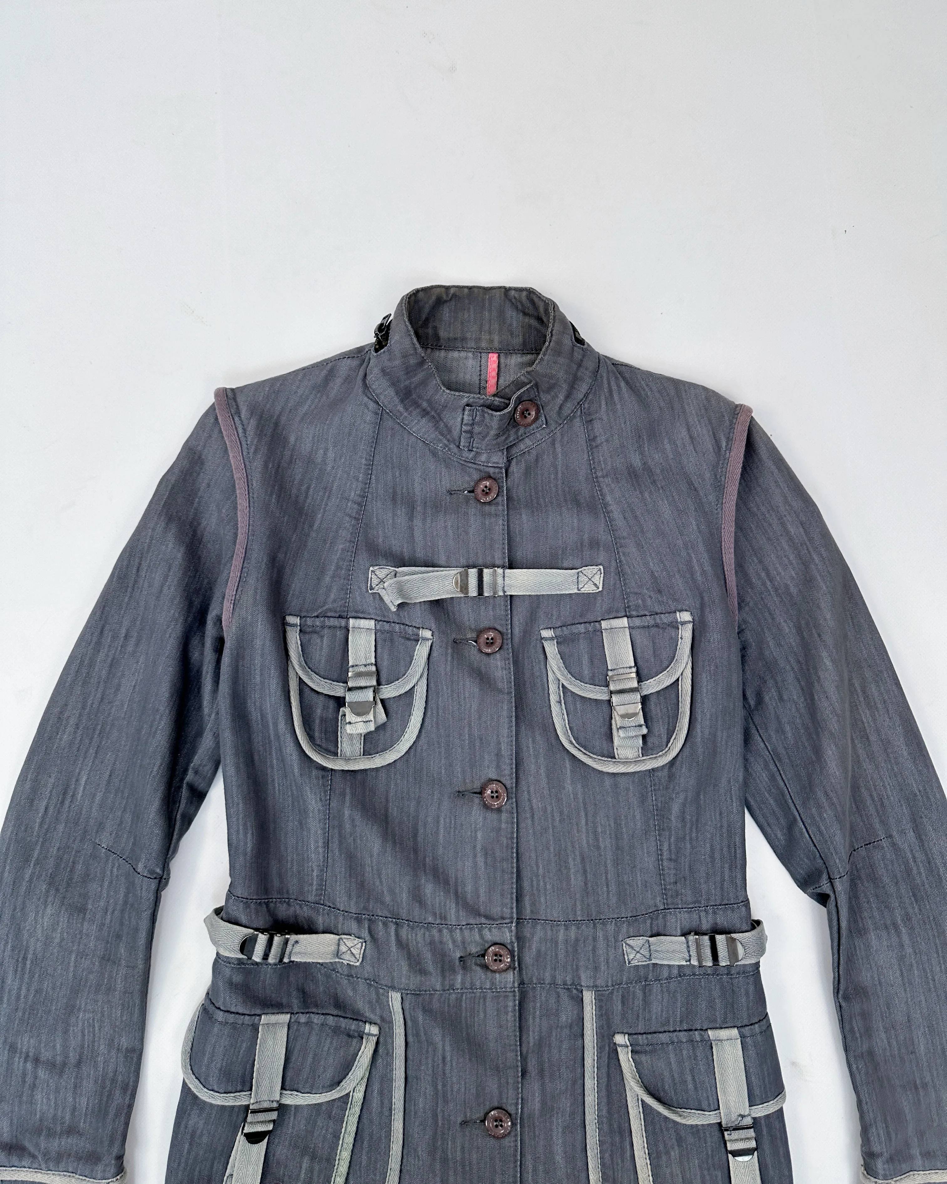 Evisu Donna Grey Utility Trench Coat 2000's