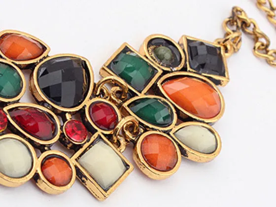 Fathion Multicolor Drop Gemstone Necklace