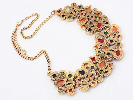 Fathion Multicolor Drop Gemstone Necklace