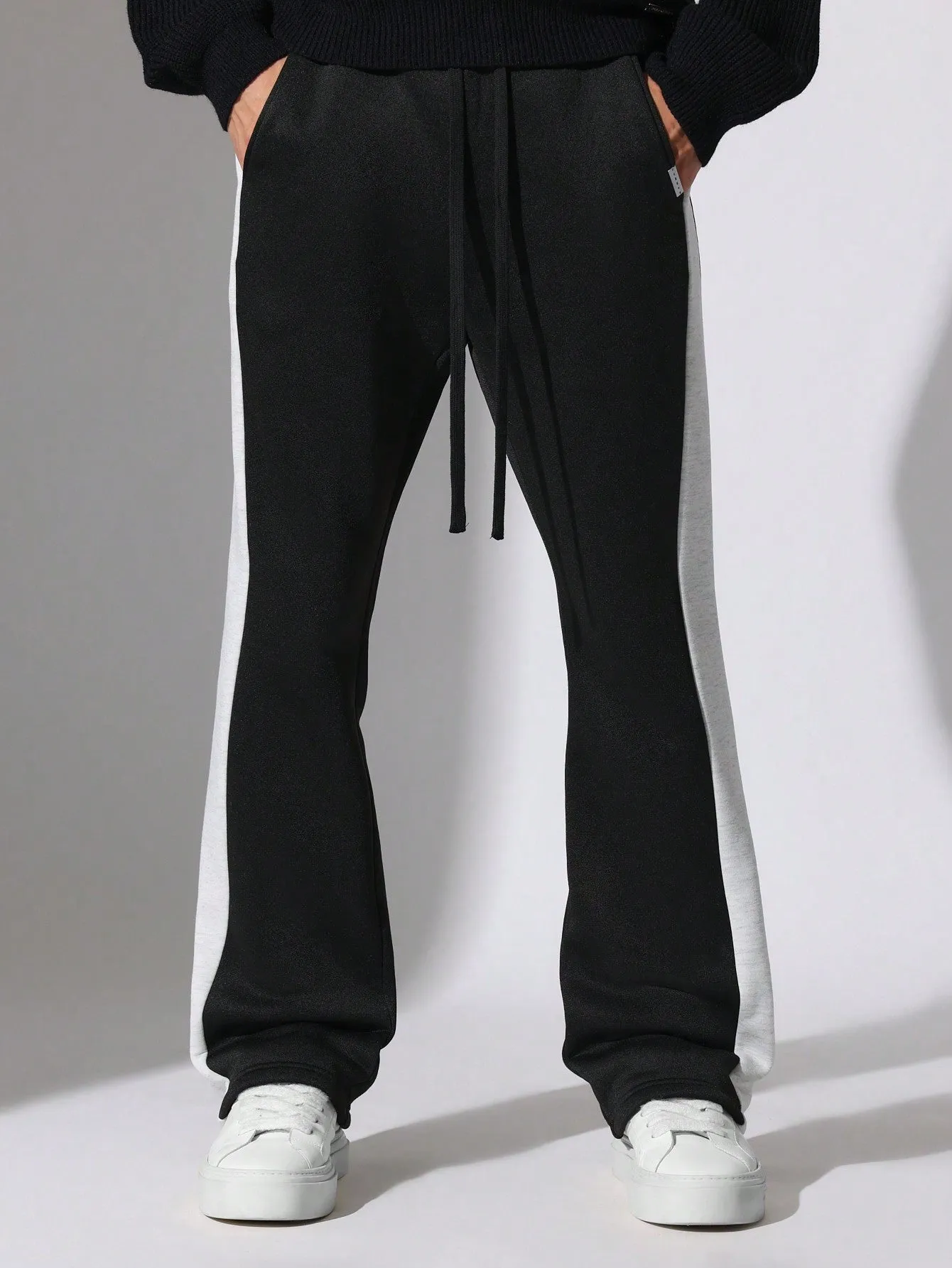 Flare Fit Colour Block Panel Sweatpants With Drawstrings