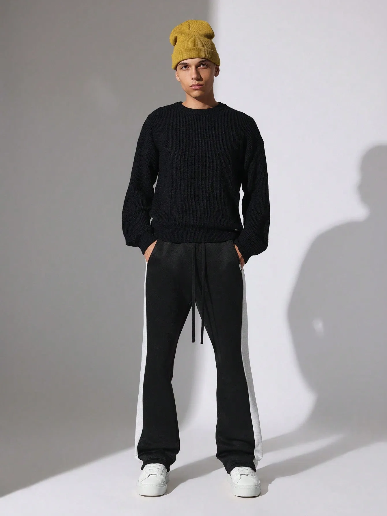 Flare Fit Colour Block Panel Sweatpants With Drawstrings