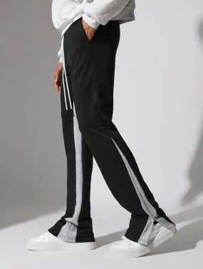 Flare Fit Contrast Side Panel Sweatpants With Drawcords