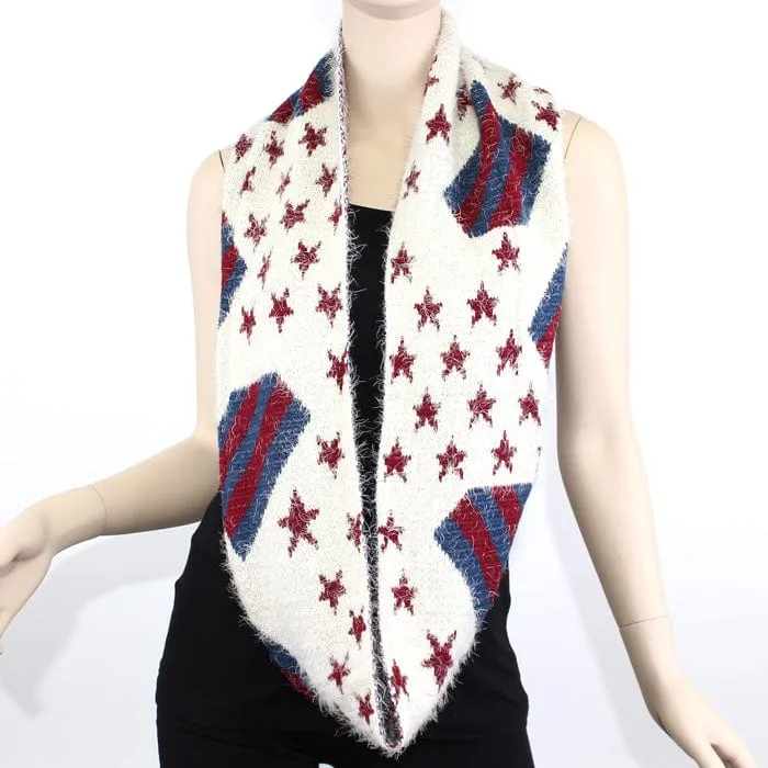 FN20111 Fuzzy American Flag Infinity Scarf