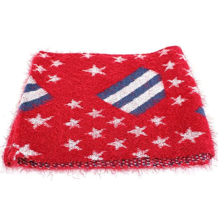 FN20111 Fuzzy American Flag Infinity Scarf