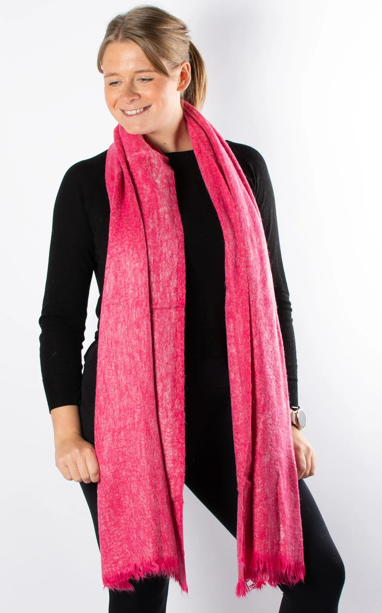 Frayed Edge Scarf | Hot Pink