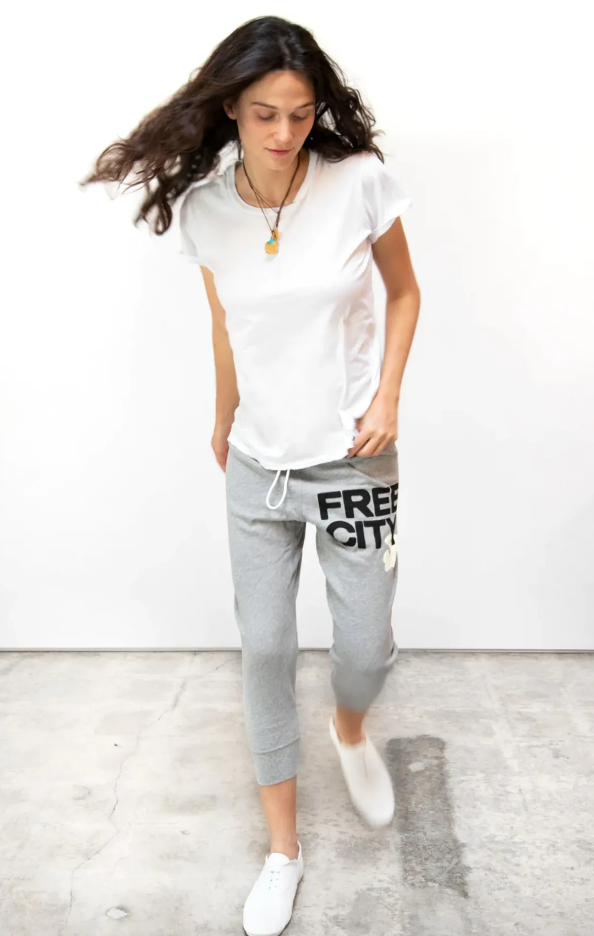 FREECITY HEATHER 3/4 sweats - heather/cream