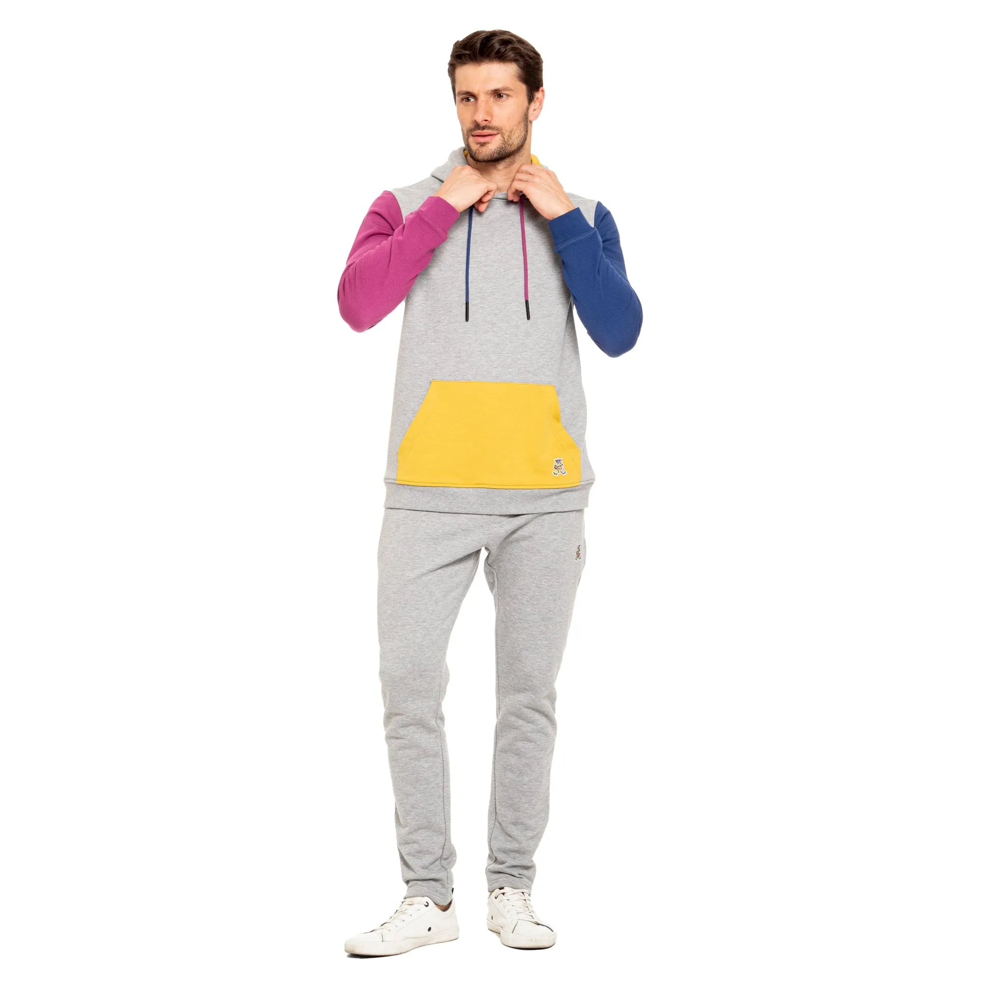 FROG Color Block Leisure Hoodie - Grey