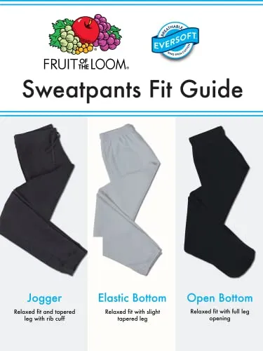 Fruit of the Loom mens Eversoft Fleece & Joggers (Regular Big Man) Sweatpants, Elastic Bottom - Black Heather, Large US