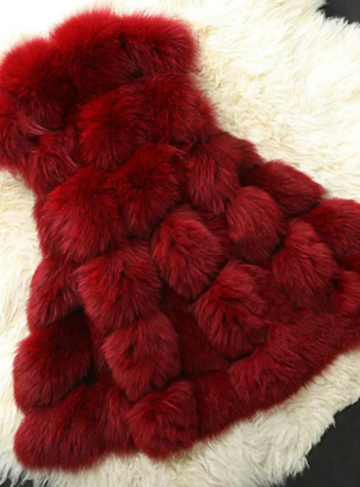 Fur Vest coat Luxury Faux Fox Warm Women Coat Vests