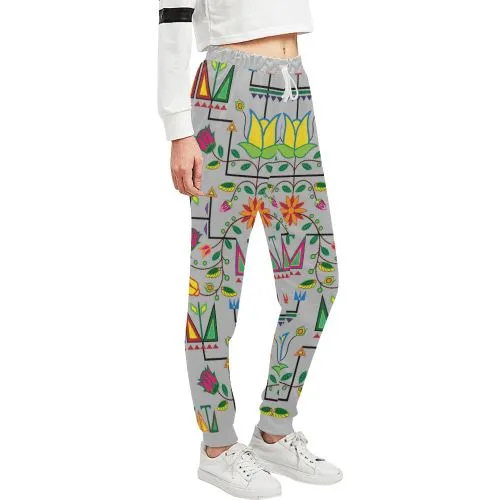 Geometric Floral Summer-Gray Women's Sweatpants