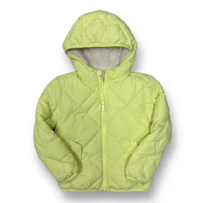 Girls Cat & Jack Size 4/5 XS Bright Green Sherpa Hood Winter Coat