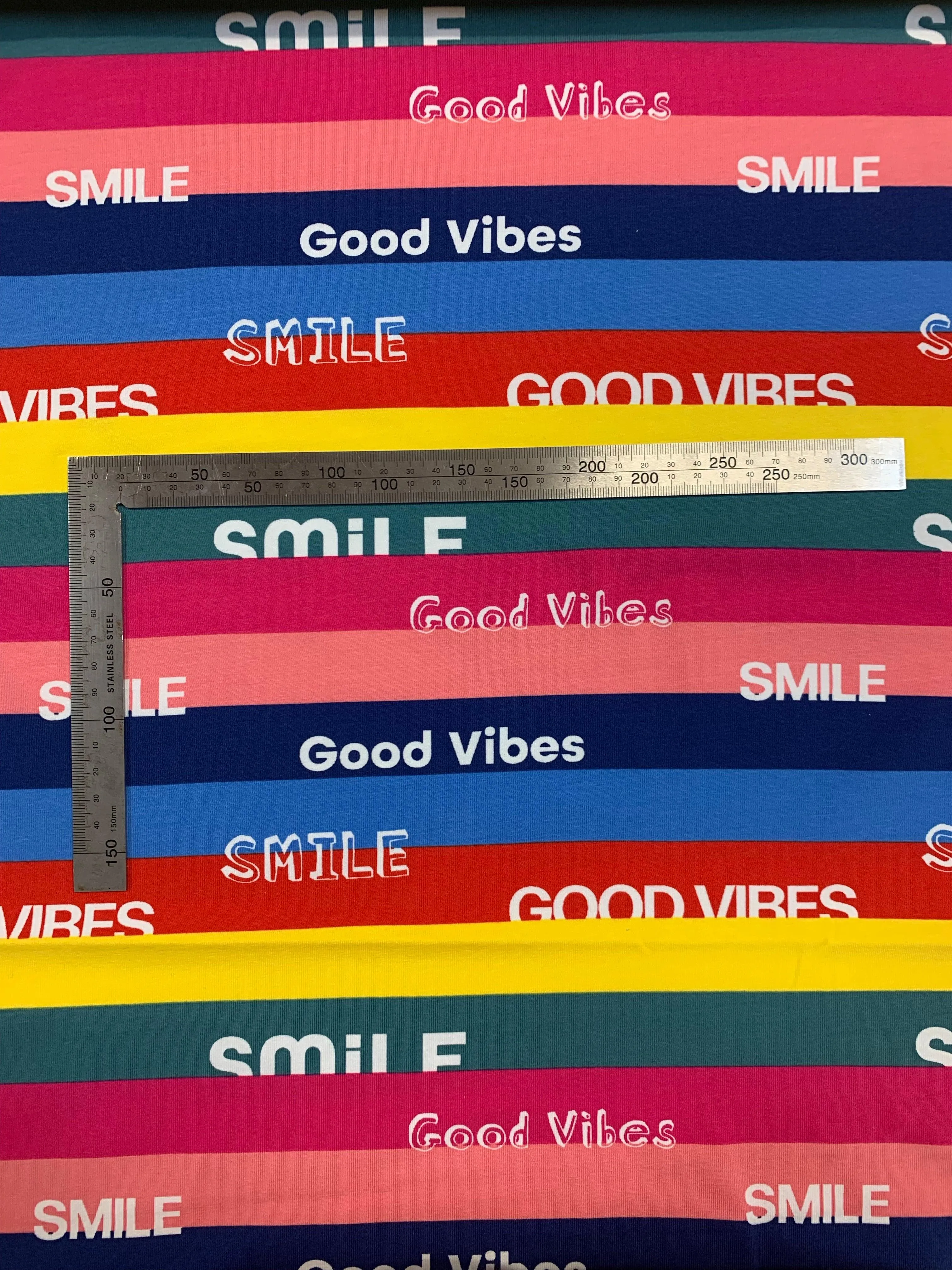 Good Vibes bright stripes Cotton Jersey