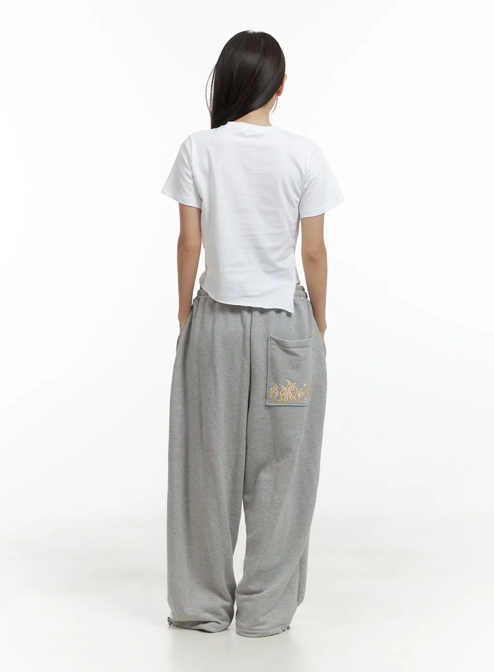 Graphic Pocket Wide Sweatpants CL417