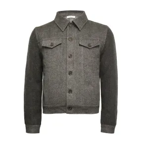 Grey Cashmere woven and knitted padded Jeans Jacket