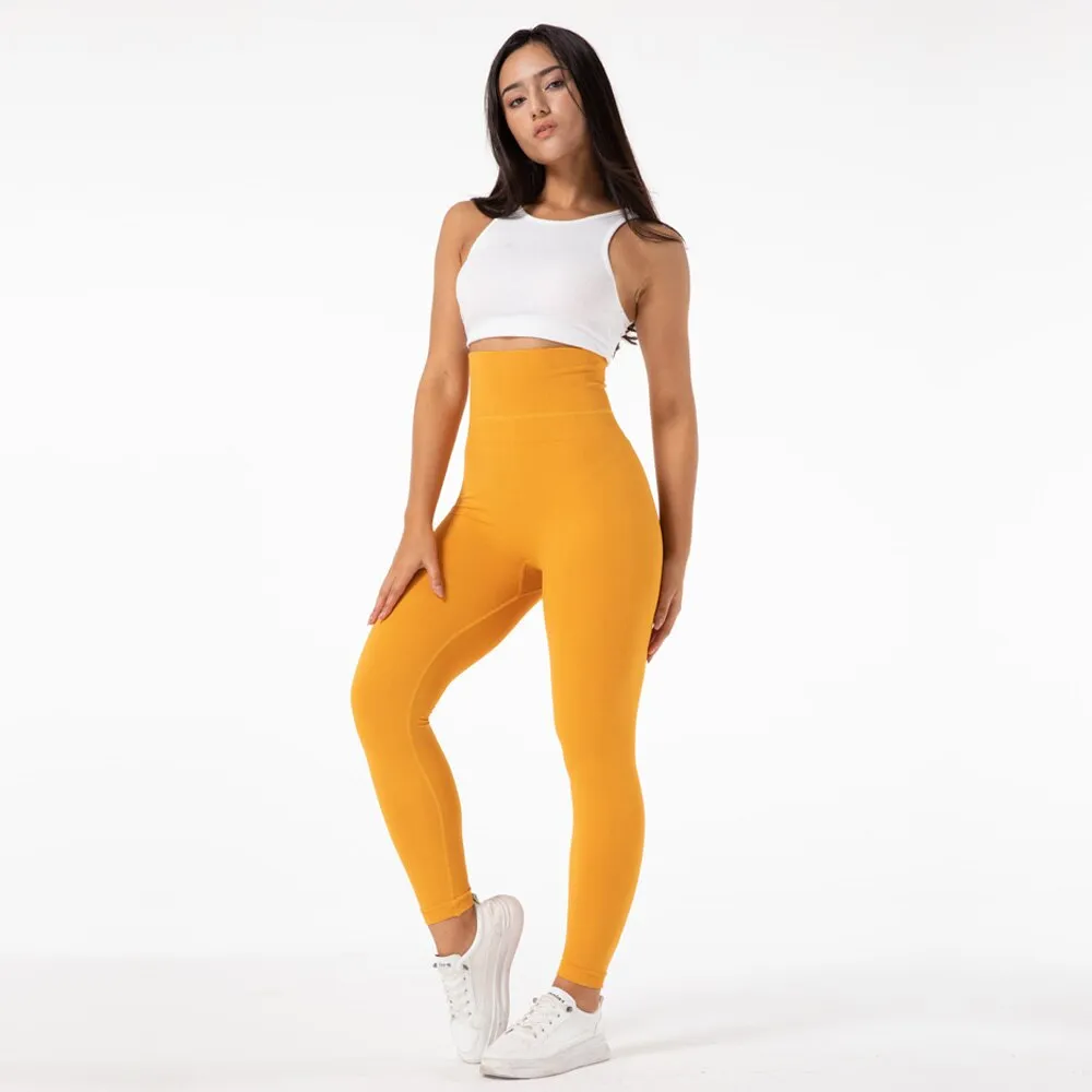 Gym Seamless Leggings High Waist Booty Leggings Scrunch Leggings Yellow Yoga Pants Compression Pants Women