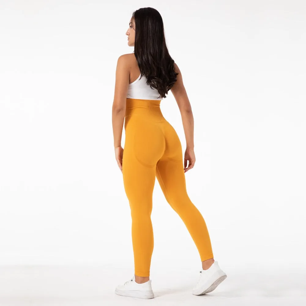 Gym Seamless Leggings High Waist Booty Leggings Scrunch Leggings Yellow Yoga Pants Compression Pants Women