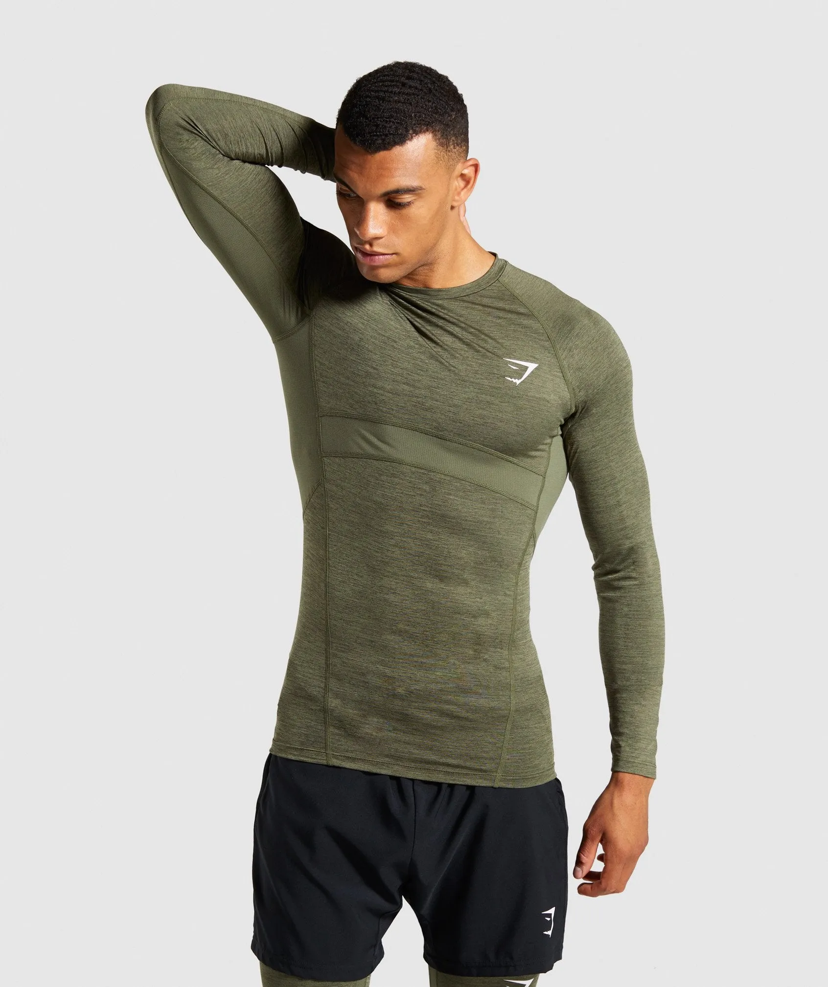 Gymshark Element  Baselayer Long Sleeve Top - Dark Green Marl