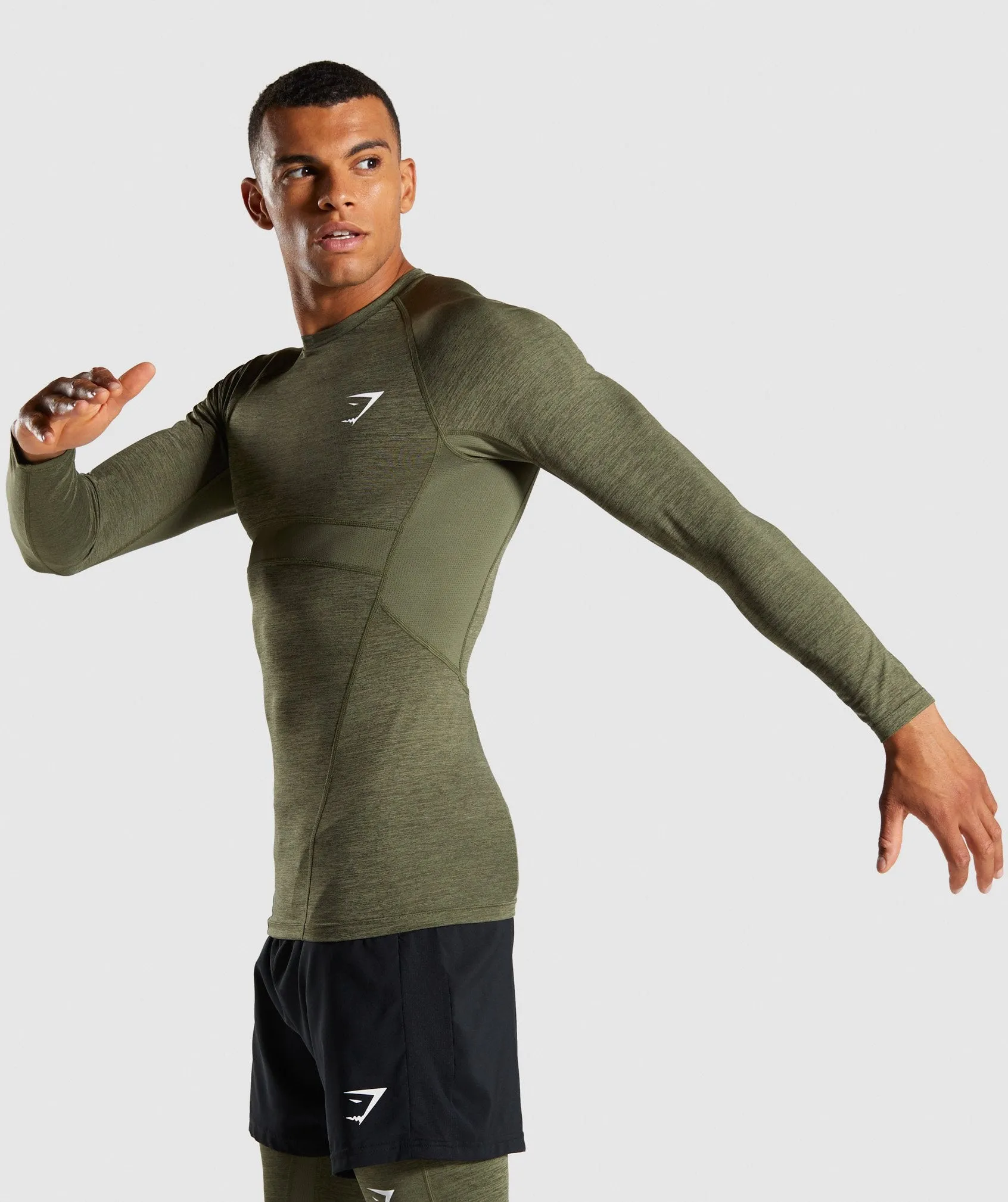 Gymshark Element  Baselayer Long Sleeve Top - Dark Green Marl