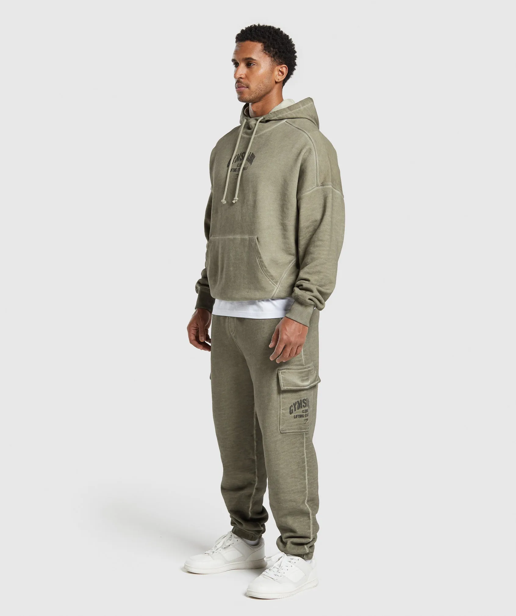 Gymshark Heavyweight Washed Cargo Joggers - Utility Green