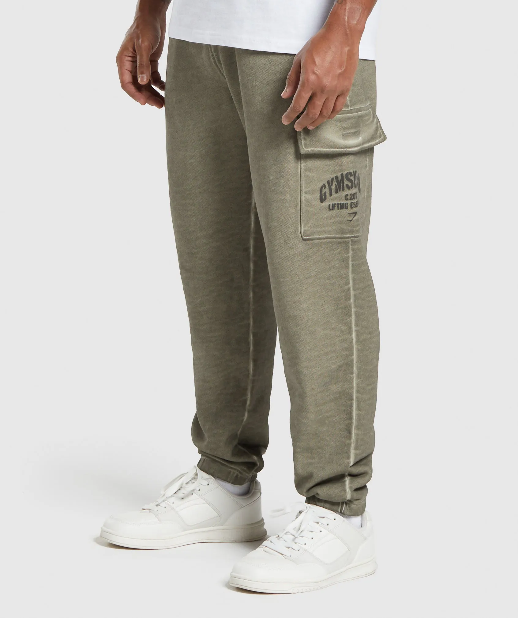 Gymshark Heavyweight Washed Cargo Joggers - Utility Green