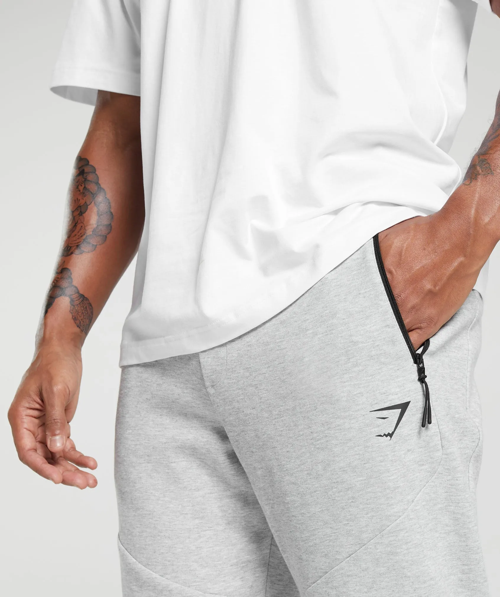 Gymshark Interlock Tech Joggers - Light Grey Core Marl