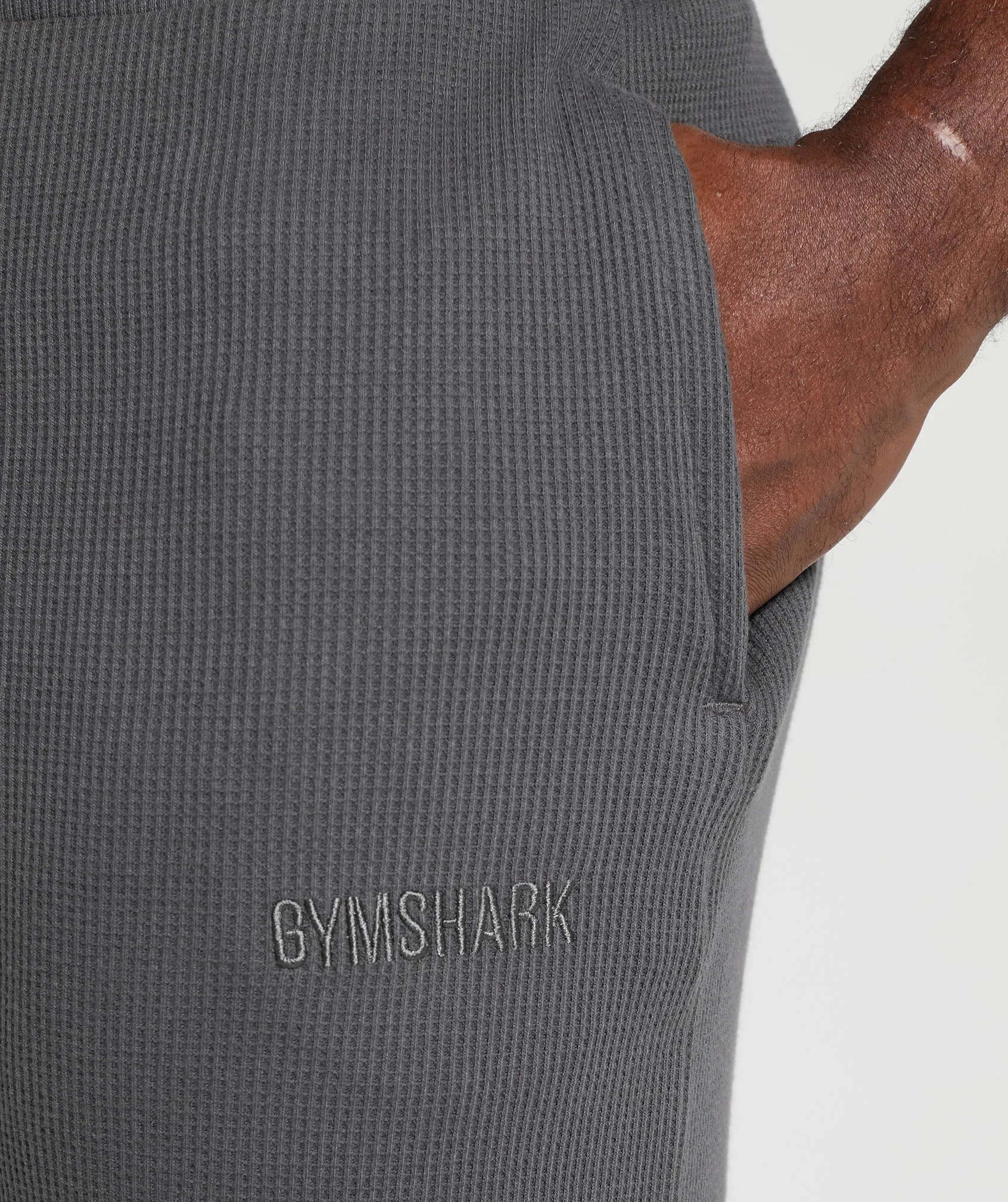 Gymshark Waffle Straight Leg Joggers - Onyx Grey