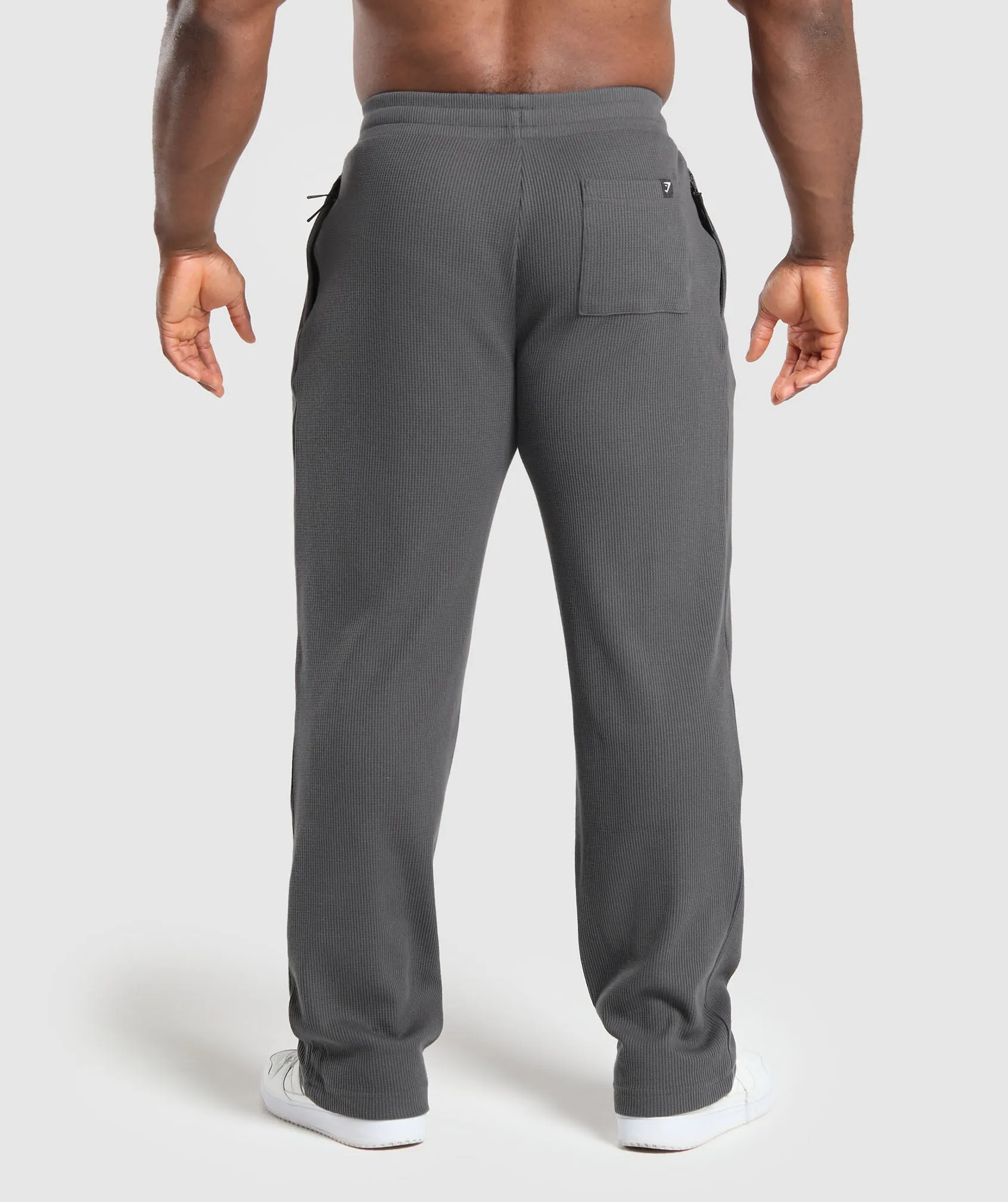 Gymshark Waffle Straight Leg Joggers - Onyx Grey