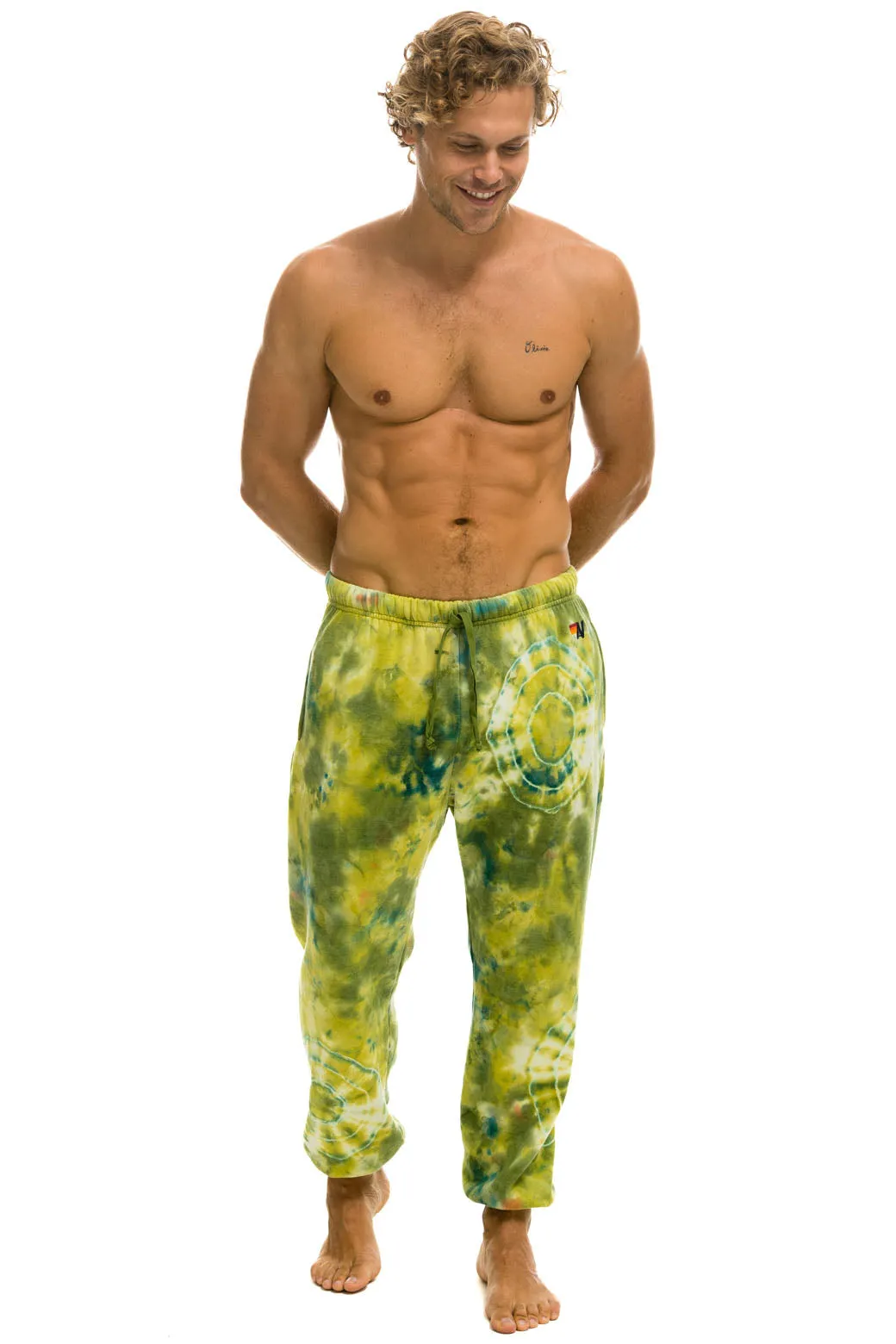 HAND DYED SWEATPANTS - TIE DYE GREEN YELLOW