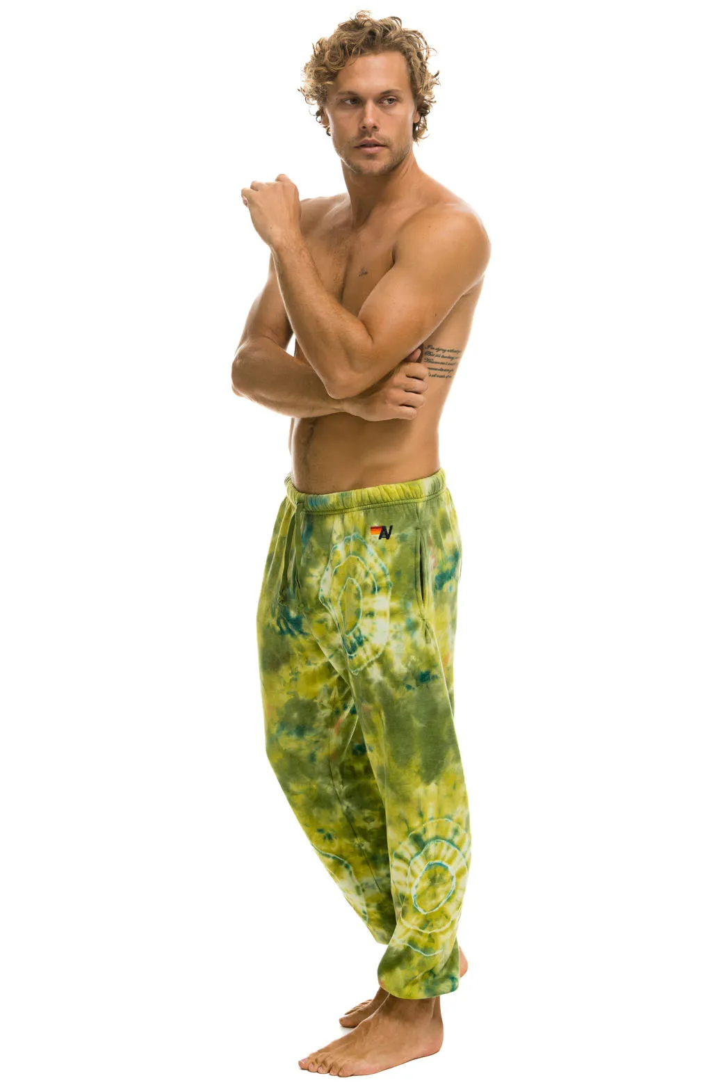 HAND DYED SWEATPANTS - TIE DYE GREEN YELLOW