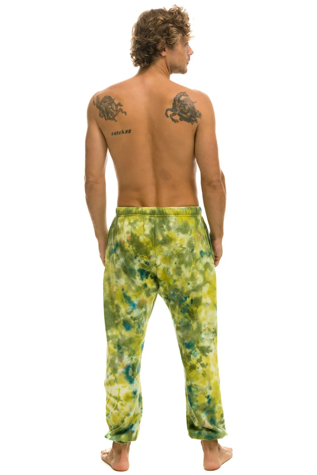 HAND DYED SWEATPANTS - TIE DYE GREEN YELLOW