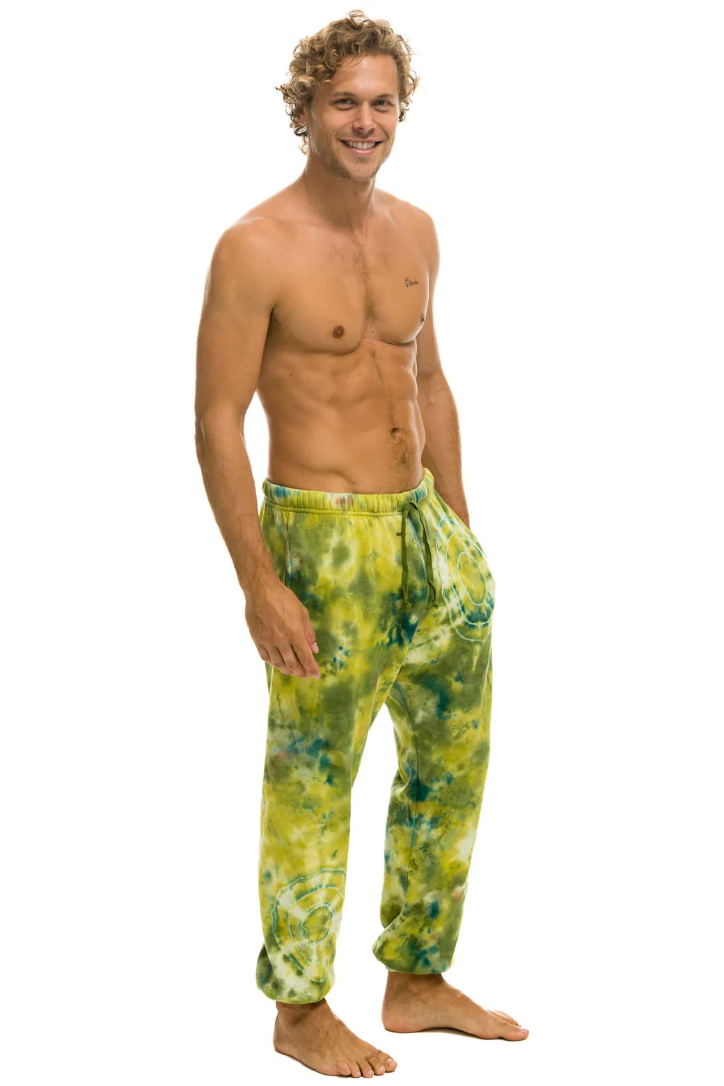 HAND DYED SWEATPANTS - TIE DYE GREEN YELLOW