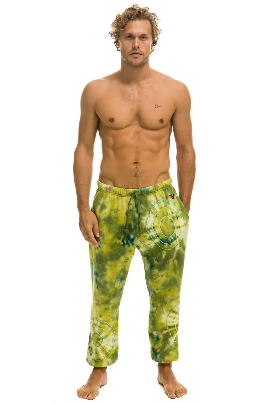 HAND DYED SWEATPANTS - TIE DYE GREEN YELLOW