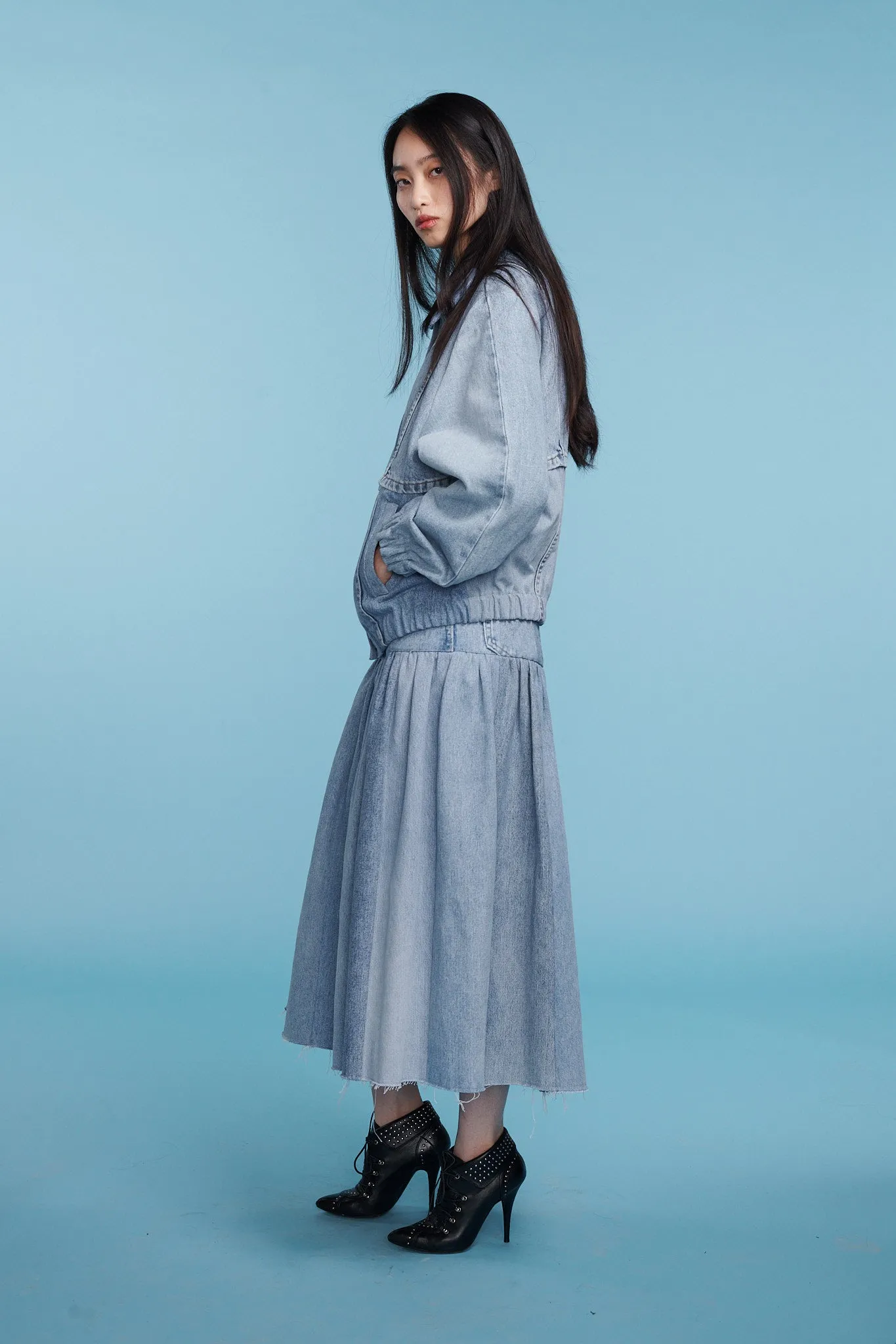 Harvard Denim Skirt Light Blue