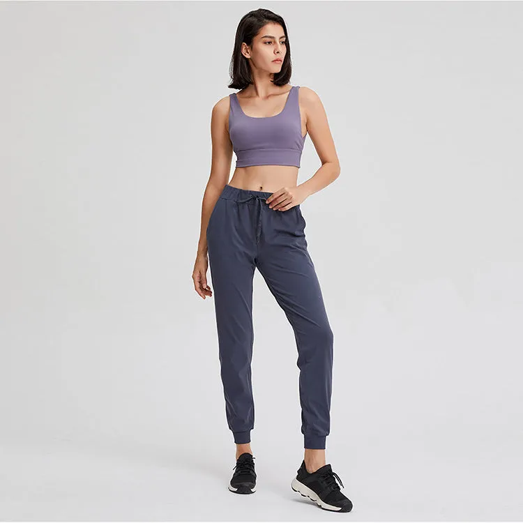 High Waisted Drawstring Side Pocket Sweatpants