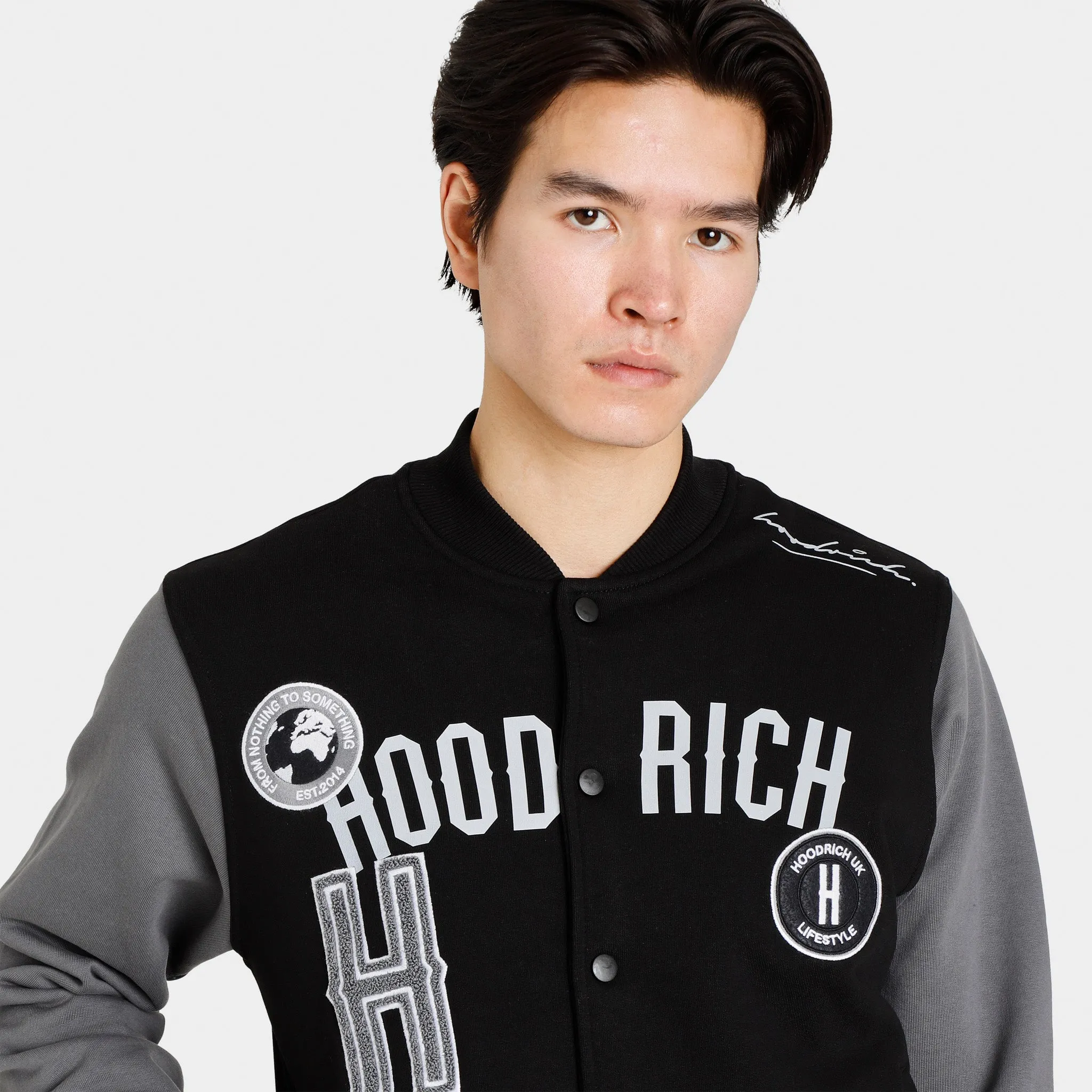 Hoodrich OG Pacific Varsity Bomber Jacket Black / Iron Gate - White