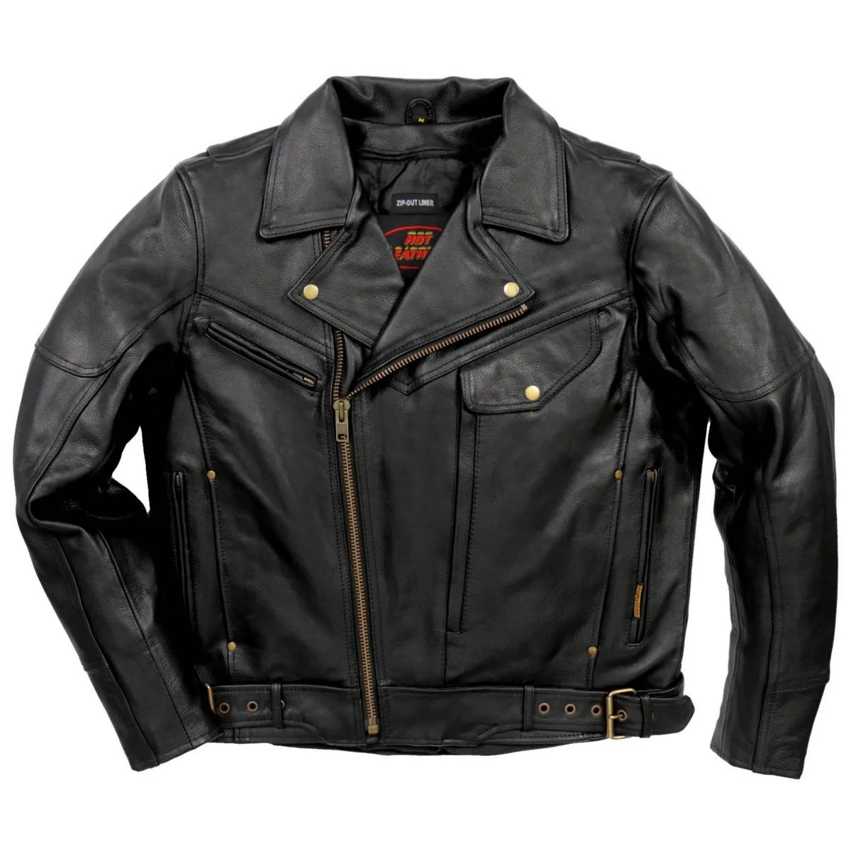 Hot Leathers JKM1022 Mens Motorcycle Leather Jacket with Concealed Carry Pocket