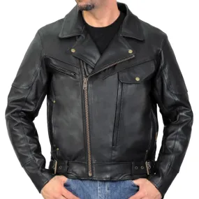 Hot Leathers JKM1022 Mens Motorcycle Leather Jacket with Concealed Carry Pocket