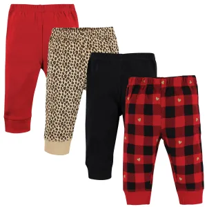 Hudson Baby Cotton Pants and Leggings, Gold Heart Plaid