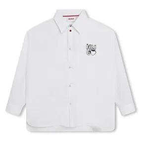 Hugo Kids Long Sleeve Shirt - White