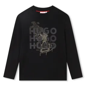 Hugo Kids Long Sleeve T-Shirt - Black