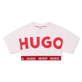 Hugo Kids Short Sleeve Crop Top T-Shirt - Pink