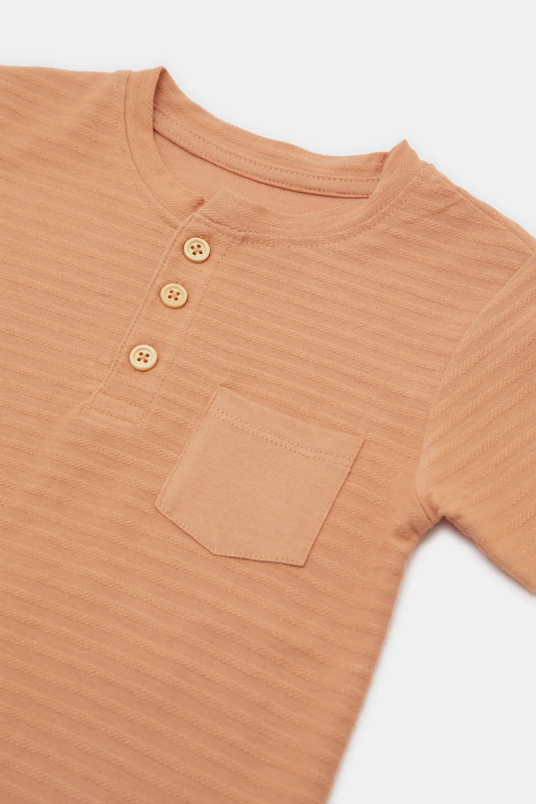 Infant Boys  Orange Jacquard Henley T-Shirt