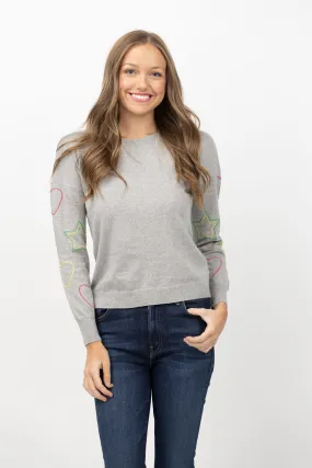 J. Society Heart/Star Sweater in Heather