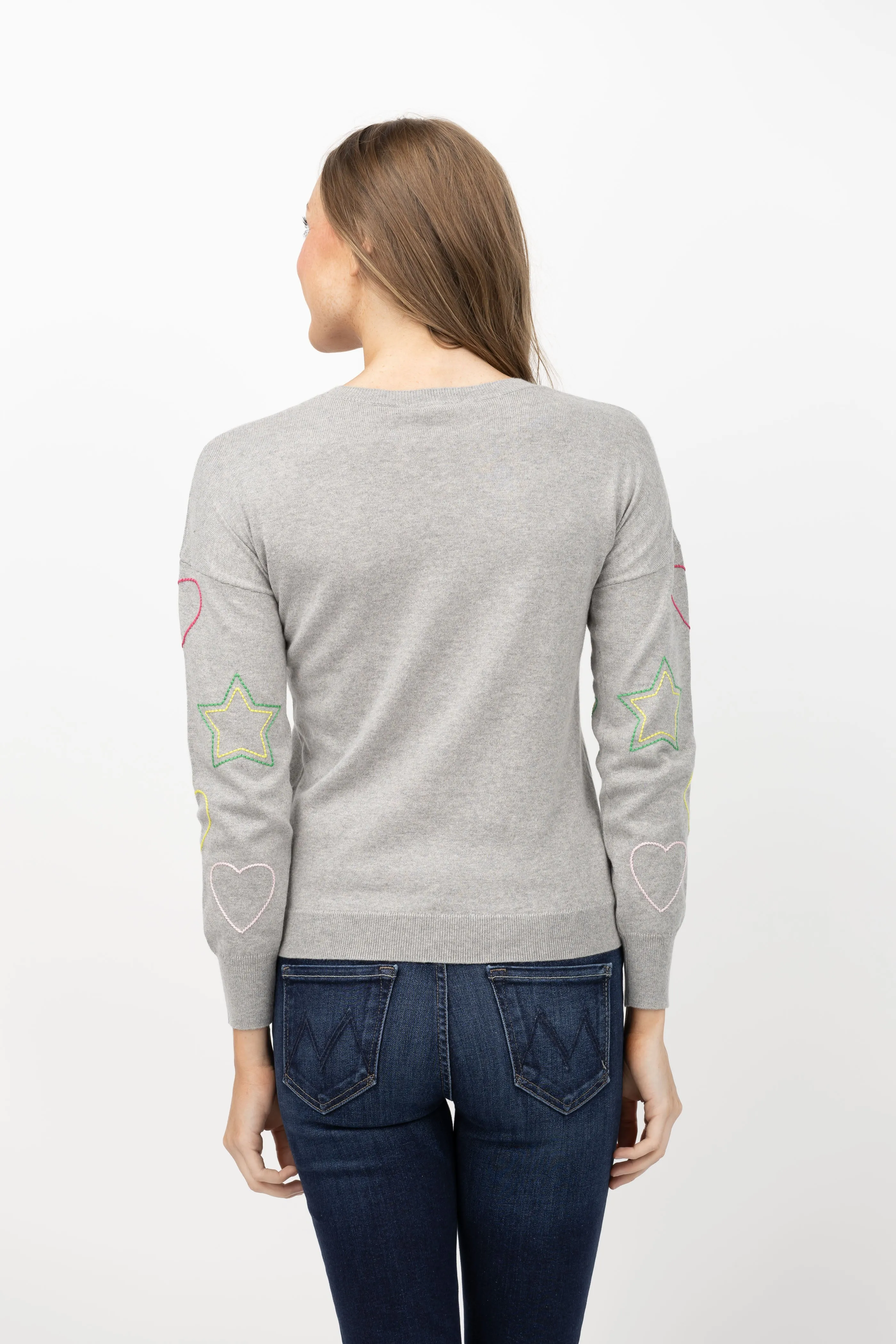 J. Society Heart/Star Sweater in Heather