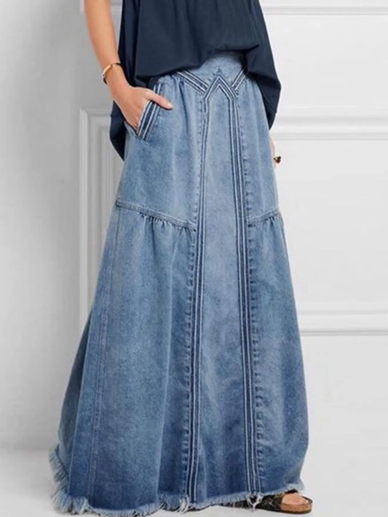 Jeans Elastic Waist Skirt