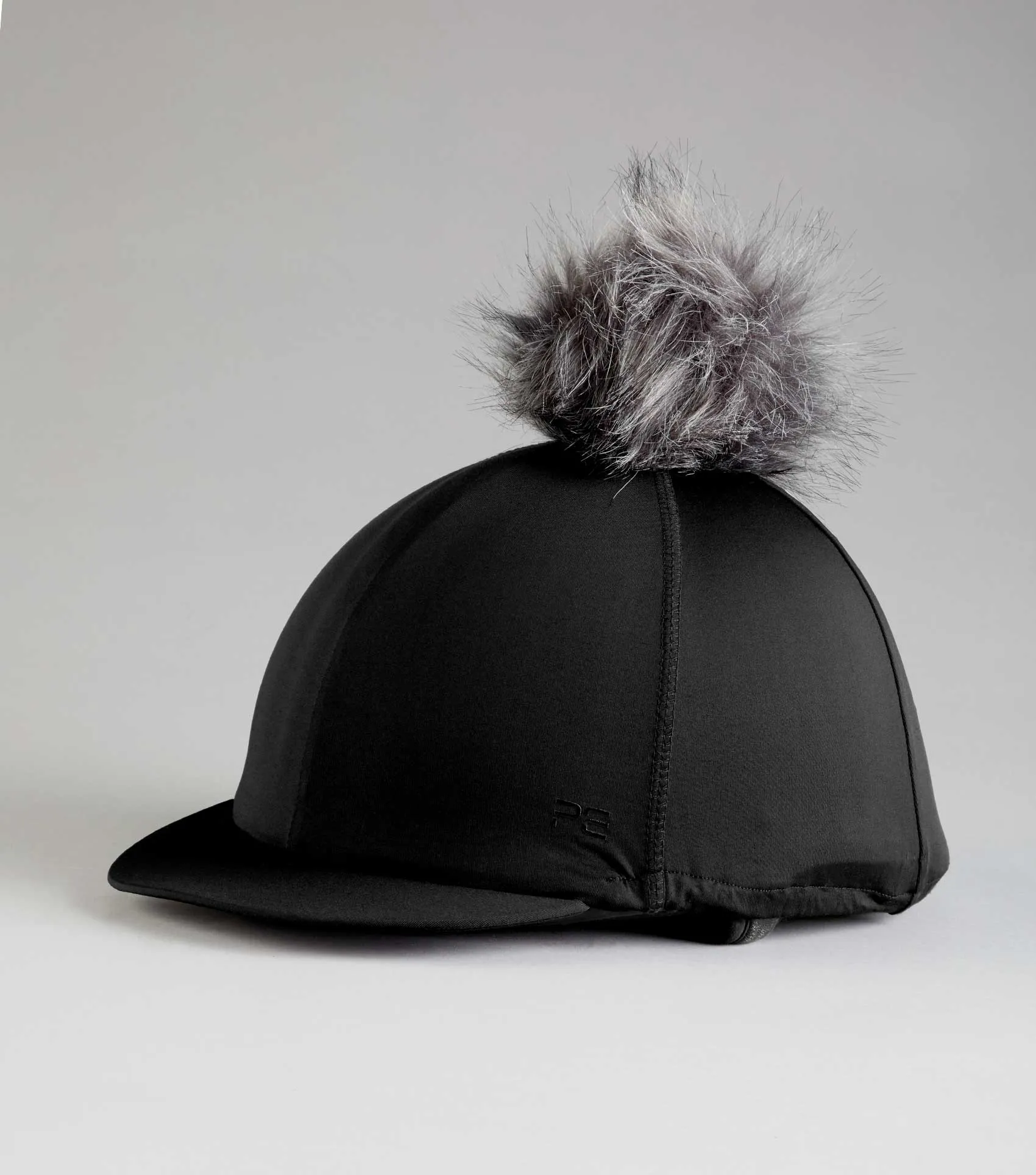 Jersey Hat Silk with Faux Fur Pom Pom Black